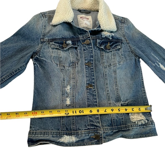 Mossimo Jean Jacket Sherpa Collar Womens Denim Trucker Coat Distressed Size S/P - Picture 13 of 17